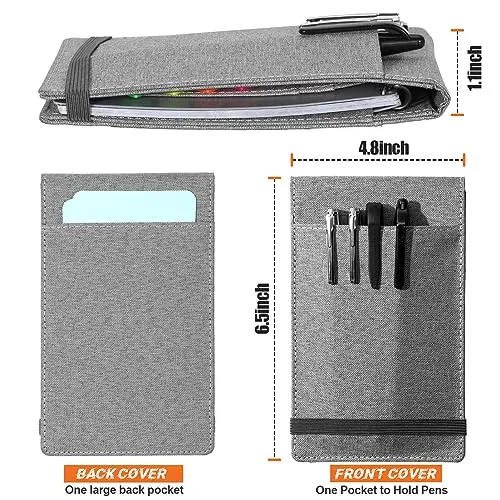 Notizbuchhülle für Rocketbook, Mini-Größe, kompatibel mit Feldnotizen, Spiralnotizbuch, 8,9 x 14,9 cm, wasserdichter Stoff, multifunktionaler Organizer mit Stifthalter, Visitenkartenhalter