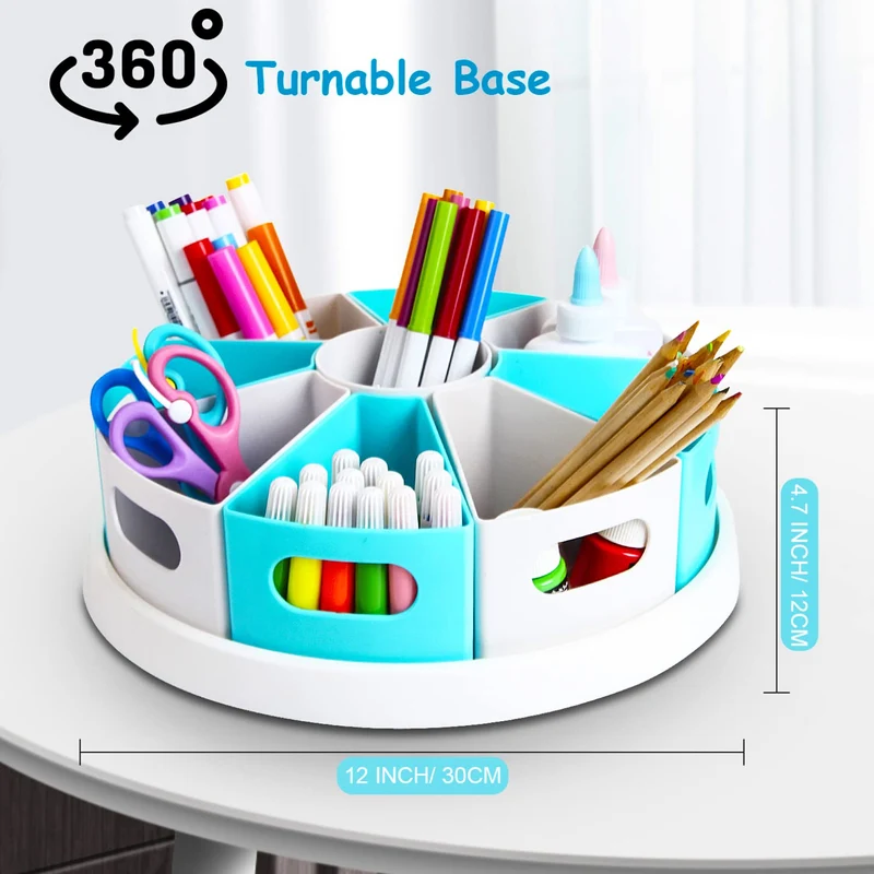MeCids 360° drehbarer Schreibtisch-Organizer für Zuhause, Büro, Organisation und Aufbewahrung, Kunstbedarf, Organizer, 30,5 cm, Lazy Susan Stil Caddy mit herausnehmbaren Behältern, für Heimbüros,