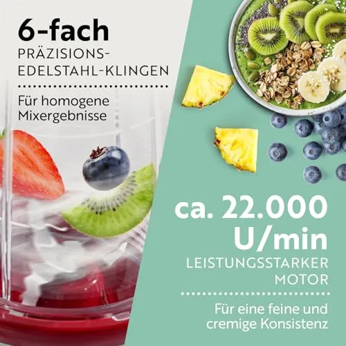 GOURMETmaxx Mr. Magic Mixer | Smoothie Maker mit XXL-Zubehörpaket | Standmixer 18-tlg. | Blender mit auslaufsicheren Frischhaltedeckeln | Food Processor für Shakes, Smoothies etc.
