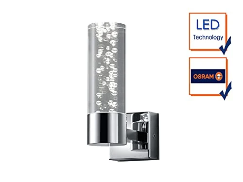 Trio Leuchten LED Bad Wandleuchte Bolsa 282410106, Chrom, Acryl klar mit Bubbles, 3.2 Watt