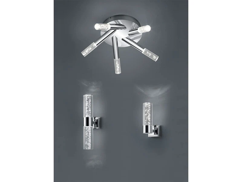 Trio Leuchten LED Bad Wandleuchte Bolsa 282410106, Chrom, Acryl klar mit Bubbles, 3.2 Watt