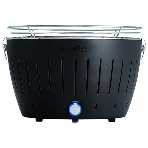LotusGrill Classic Anthrazitgrau G340 der raucharme Holzkohlegrill/Tischgrill mit USB-Anschluß