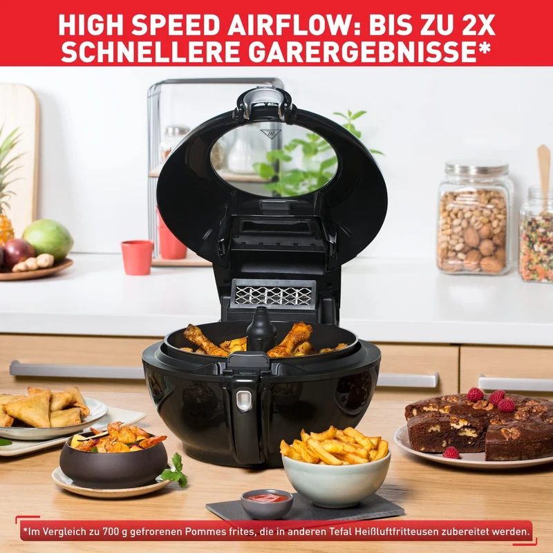Tefal ActiFry Genius+ Heißluftfritteuse mit Rührarm, Airfryer, kein Schütteln, 1500 W, 1,2 kg für 6 Personen, 9 Auto-Kochmenüs, ‎energiesparend, gesunde Fritteuse ohne Öl, schwarz, FZ7738