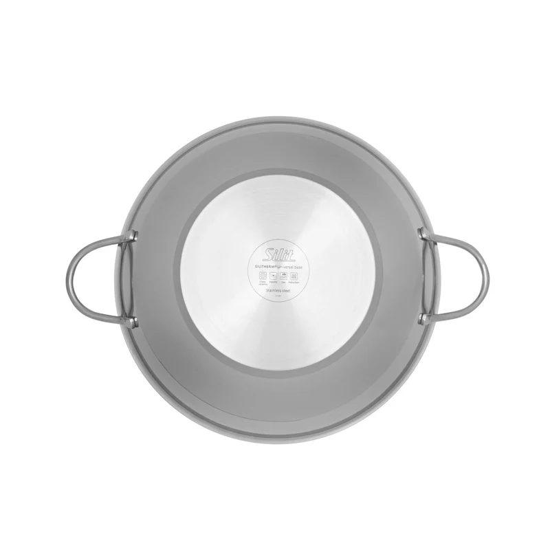 Silit Hongkong Wokpfanne Induktion 36 cm, mit Glasdeckel, CeraProtect keramische Antihaftversiegelung, Edelstahl Wok beschichtet, für alle Herdarten geeignet