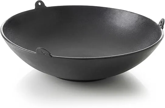 Barbecook Junko Gusseisen Wok zum Befestigen am Schwenkgrill, schwarz, rund, 37 cm