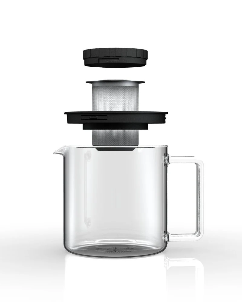 BOHEMIA CRISTAL Teekanne zylindrisch, mit Metallsieb, Inhalt: 1,30 Liter
