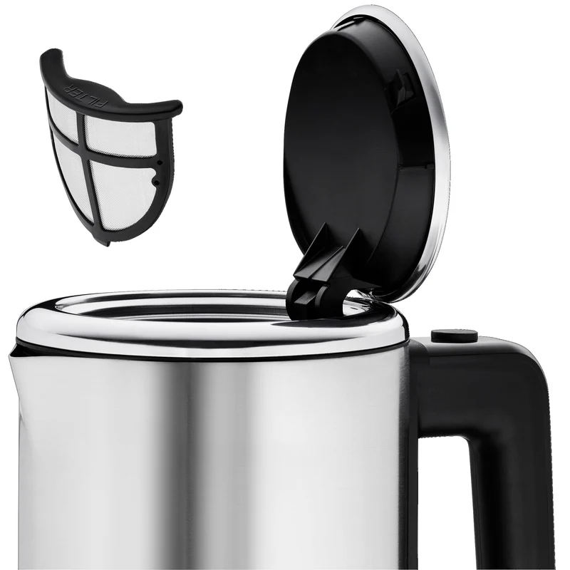 WMF Küchenminis Mini Reise-Wasserkocher Edelstahl 0,8l, elektrischer Wasserkocher mit Kalkfilter, 1800 W, kleiner Teekocher, edelstahl matt