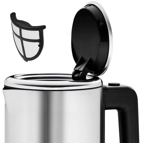 WMF Küchenminis Mini Reise-Wasserkocher Edelstahl 0,8l, elektrischer Wasserkocher mit Kalkfilter, 1800 W, kleiner Teekocher, edelstahl matt