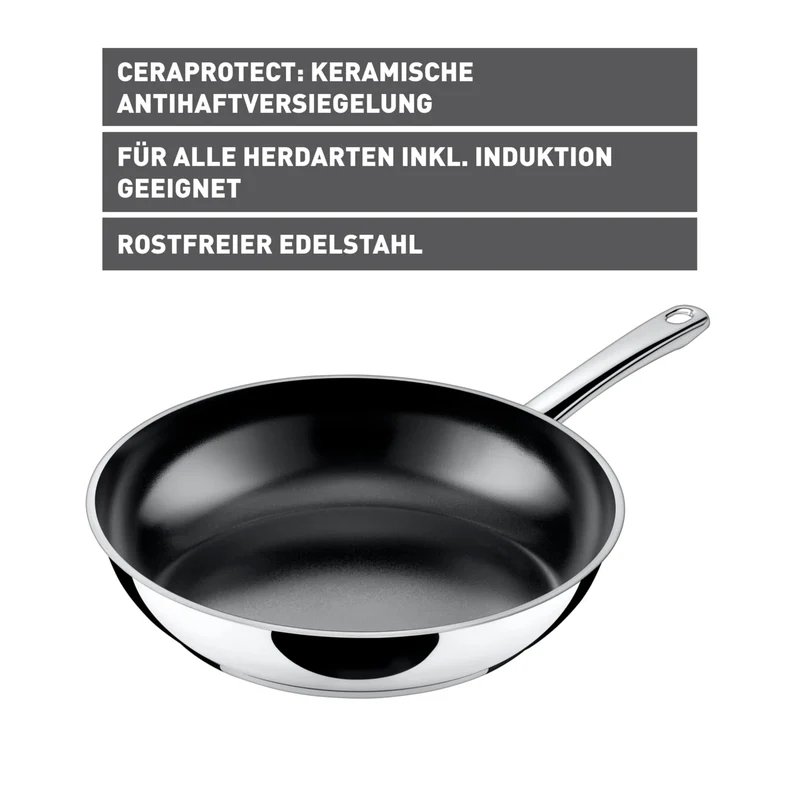 Silit Talis Bratpfanne Induktion 28 cm, Edelstahl Bratpfanne beschichtet, Pfanne Keramikbeschichtung, backofenfest