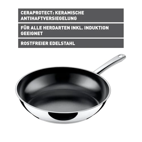 Silit Talis Bratpfanne Induktion 28 cm, Edelstahl Bratpfanne beschichtet, Pfanne Keramikbeschichtung, backofenfest