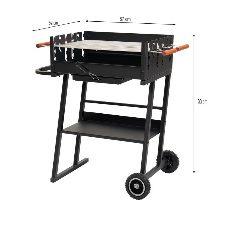 Tarrington House Holzkohlegrill Brigida, Stahl, 2 höhenverstellbare Roste, mit Räder, schwarz