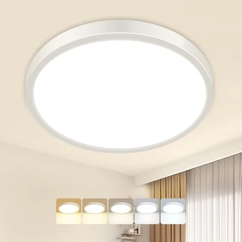Peasur 15W Deckenlampe,5 Farben 1500LM LED Deckenleuchte Flach,18cm