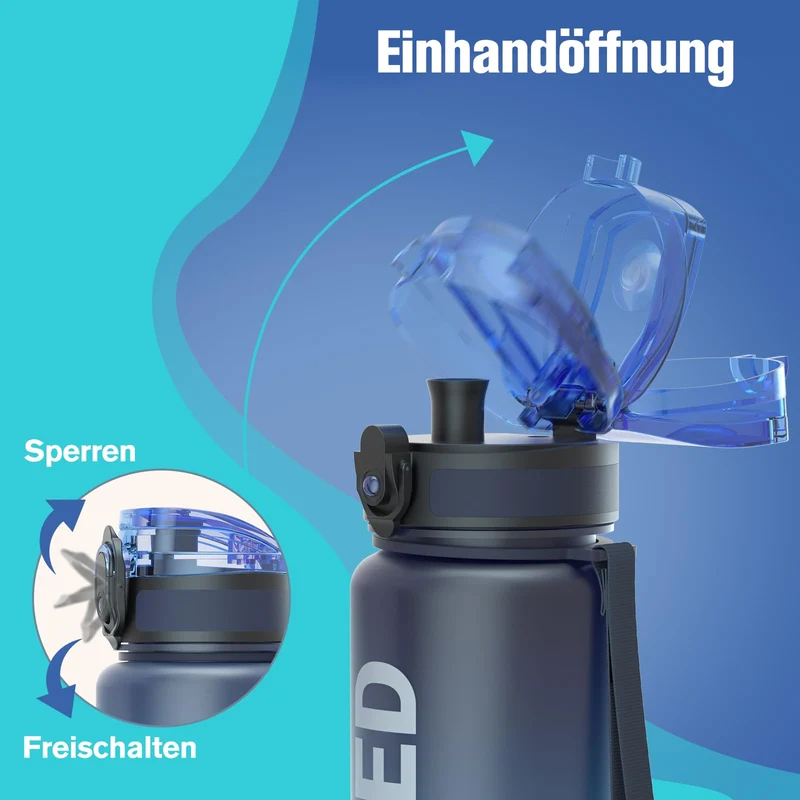 Sahara Sailor Trinkflasche, Tritan 1L/500ML/750ML Wasserflasche 1 Flasche