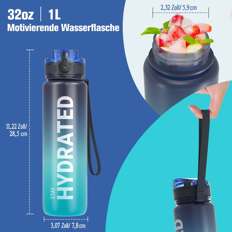 Sahara Sailor Trinkflasche, Tritan 1L/500ML/750ML Wasserflasche 1 Flasche