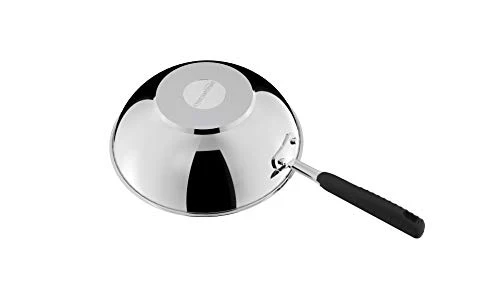 Amazon Basics 3-teiliges Brat- und Wokpfannen-Set mit Antihaftbeschichtung, induktionsgeeignet, mit bequemem Griff, Edelstahl, 24/28/28 cm