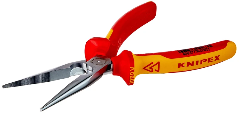 KNIPEX Flachrundzange mit Schneide, verchromt, 200 mm, VDE, 26 16 200