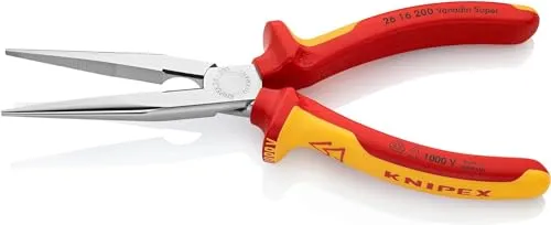 KNIPEX Flachrundzange mit Schneide, verchromt, 200 mm, VDE, 26 16 200