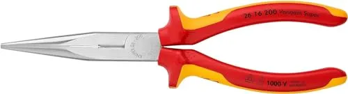 KNIPEX Flachrundzange mit Schneide, verchromt, 200 mm, VDE, 26 16 200