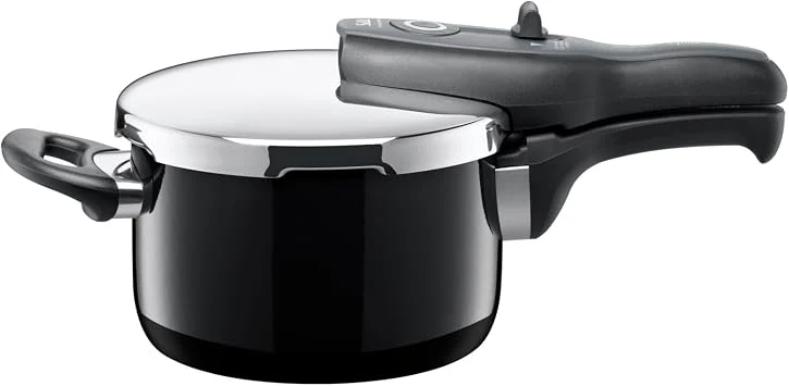 Silit Sicomatic t-plus Schnellkochtopf 2,5l, Schnelltopf 18 cm, Silargan Funktionskeramik, Induktion, 3 Kochstufen, Einhand-Drehregler, schwarz