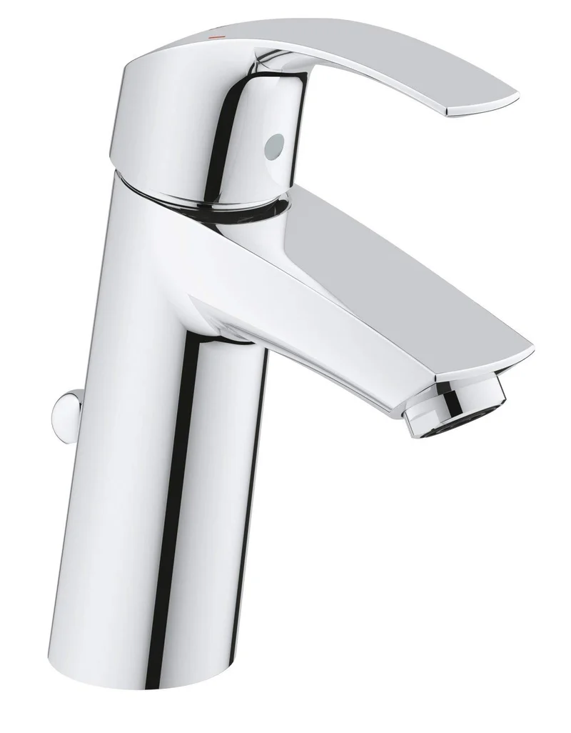 GROHE Eurosmart, Waschtischarmatur, wassersparend (Wasserhahn für das Bad, Badarmatur mit Zugstangen-Ablauf, 17cm hoch, einfache Installation am Waschbecken), chrom, 23322001