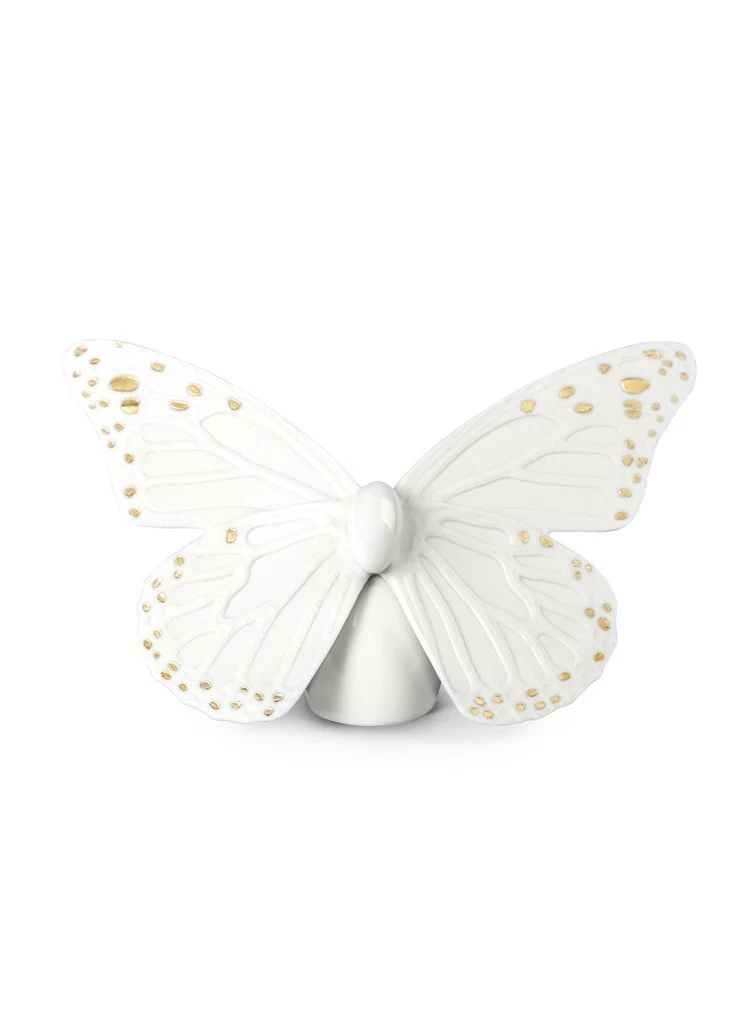 LLADRO® Figur Tiere »Schmetterlingsfigur. Goldglanz & Weiß - 9x14cm« 01009451
