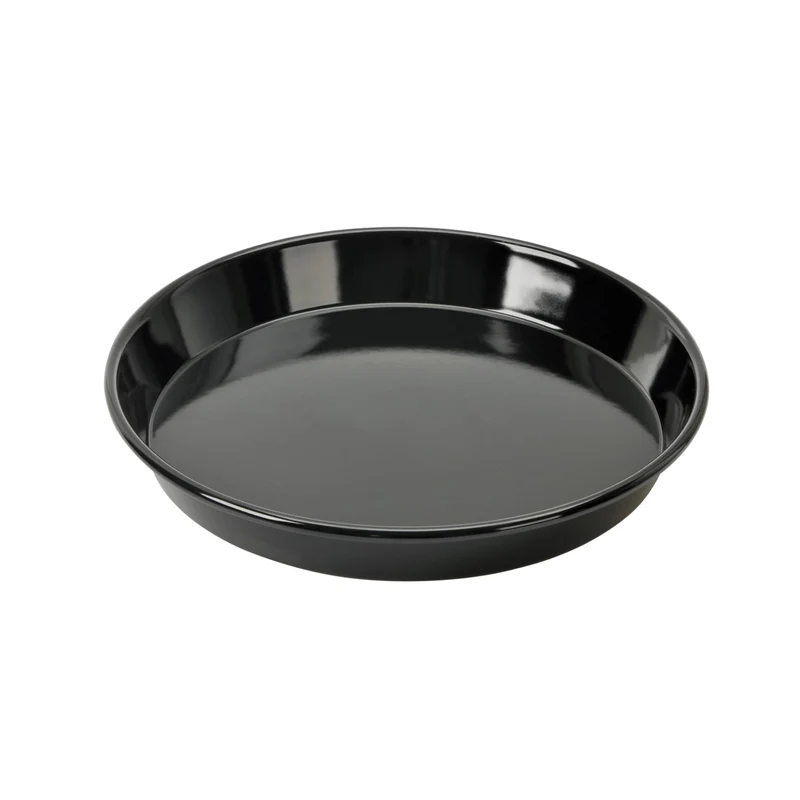 Original Kaiser Inspiration Pizzablech-Backblech rund 28 cm, Blech antihaftbeschichtet, schnittfester Emaille-Boden, spülmaschinengeeignet, formstabil, Schwarz