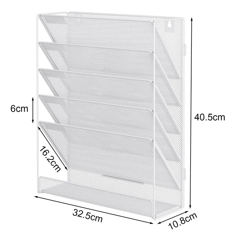 EasyPAG 6 Fächer Zusammensetzen Metall A4 Zeitschriftenhalter Wand Zeitschriften Wandhalter Aktenablage Dokumentenhalter Hängend Magazin Organizer Flyerständer Prospektspender,Weiß
