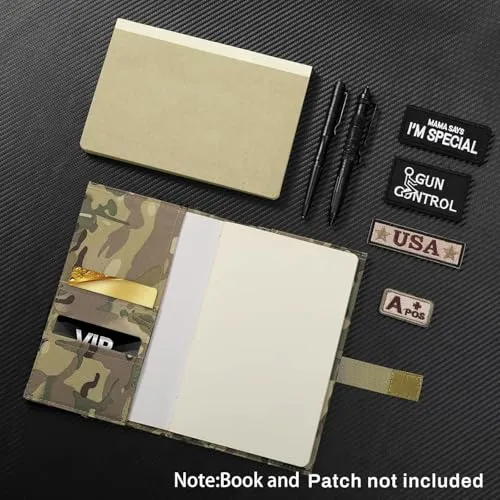 OCP Militär-Notizbuchhülle – 5,5 x 8 Zoll taktische Hülle mit Patch-Schlaufe und Taschen (Notizbuch nicht im Lieferumfang enthalten) (Khaki)