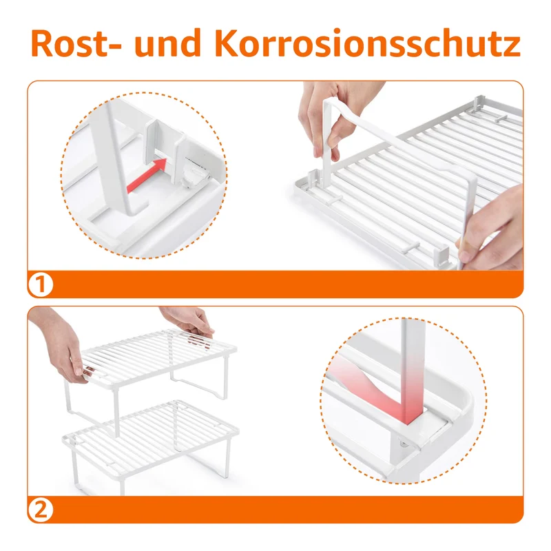 Amazon Basics Legierter Stahl Aufbewahrungsregale für die Küche, stapelbar, Weiß