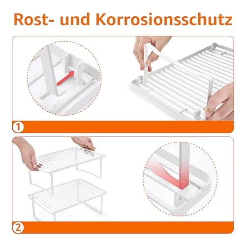 Amazon Basics Legierter Stahl Aufbewahrungsregale für die Küche, stapelbar, Weiß