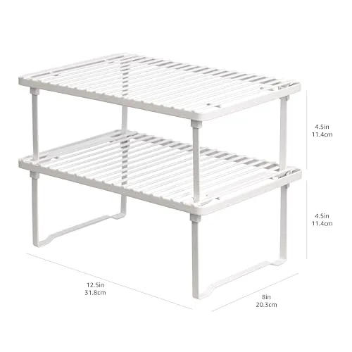Amazon Basics Legierter Stahl Aufbewahrungsregale für die Küche, stapelbar, Weiß