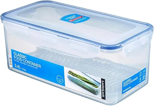 LocknLock PP Classic Vorratsdose mit Ablaufgitter | 3,4 L | 29,7 x 15,2 x 11,8 cm | 100 % luft- und wasserdicht | Gefrier-& Kühlschrank Organizer | Spülmaschinen-& Mikrowellengeeignet