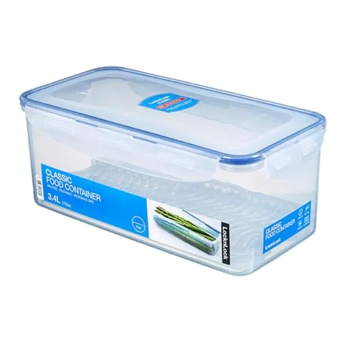 LocknLock PP Classic Vorratsdose mit Ablaufgitter | 3,4 L | 29,7 x 15,2 x 11,8 cm | 100 % luft- und wasserdicht | Gefrier-& Kühlschrank Organizer | Spülmaschinen-& Mikrowellengeeignet