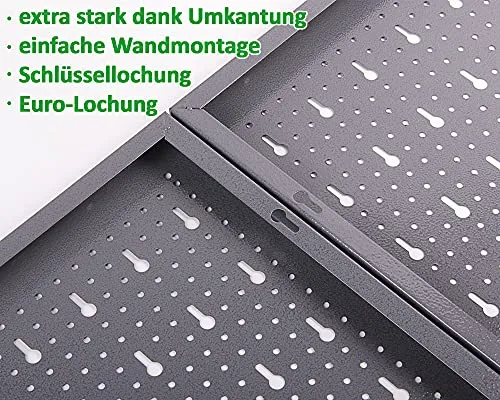 Ondis24 Werkzeugwand Lochwand aus Metall Werkstattwand mit Euro-Lochung 60 x 40 cm