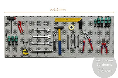Kreher Werkzeugwand XXL aus Metall, inkl. Haken-Sortiment 52 Teile