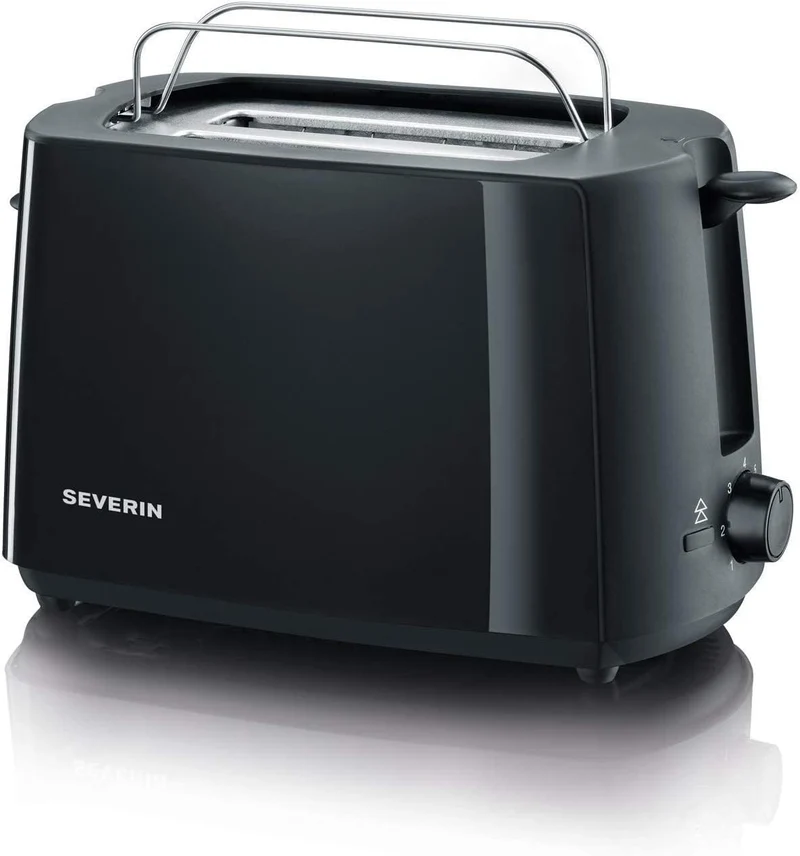SEVERIN Automatik-Toaster, Toastgerät mit Brötchenaufsatz, hochwertig, mit Krümelschublade und 700 W Leistung, schwarz, AT 2287
