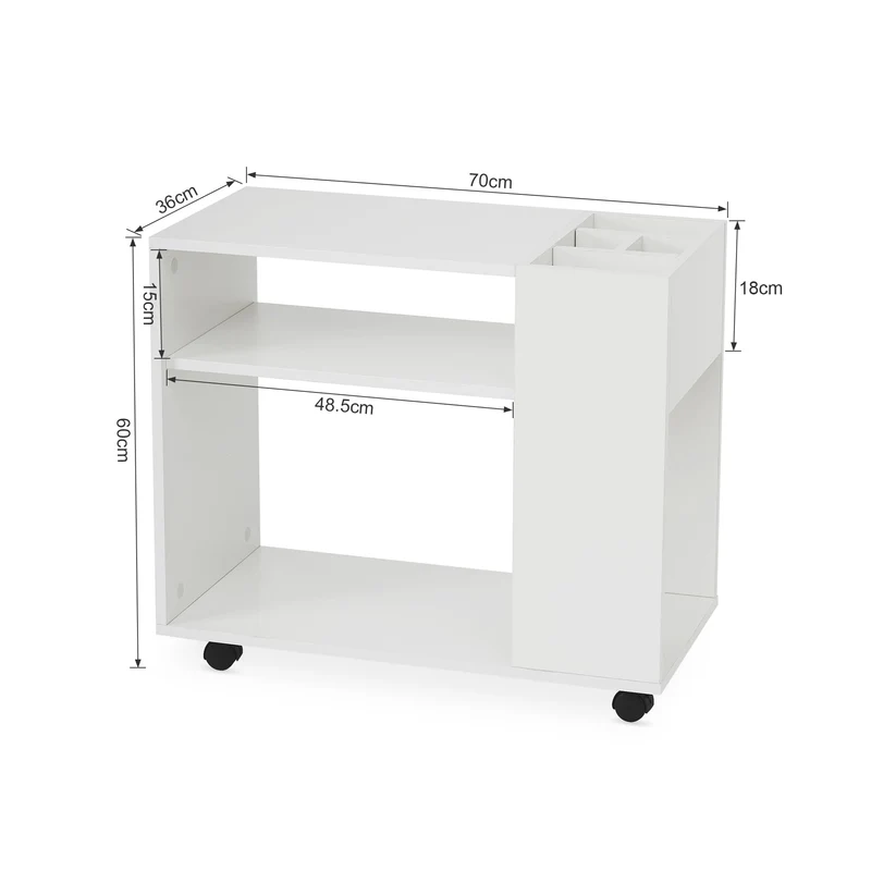 Mondeer Rollcontainer, Mobiler Aktenschrank mit Verstellbaren Fächern,Weiß