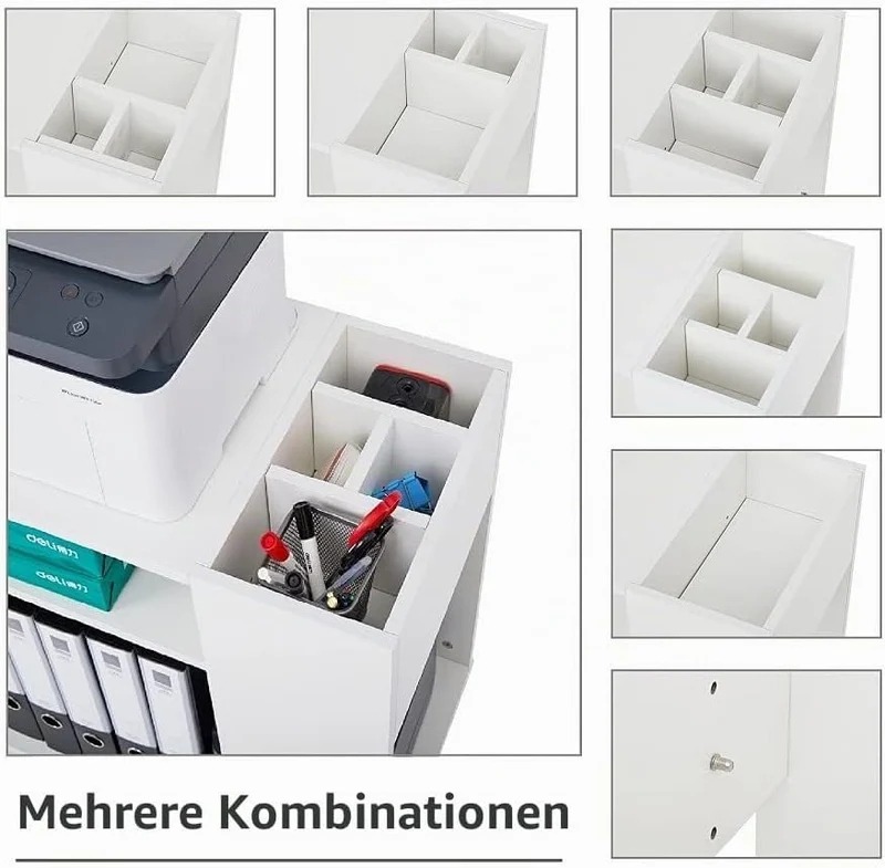 Mondeer Rollcontainer, Mobiler Aktenschrank mit Verstellbaren Fächern,Weiß