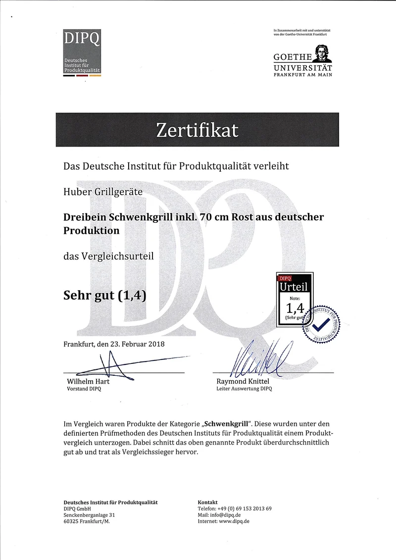 Dreibein Schwenkgrill inkl. 70 cm Grillrost aus deutscher Produktion