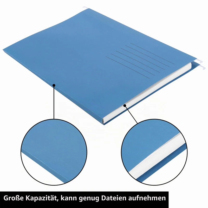 25 Stück Hängeregister Mappen, Hängemappen A4 mit Tabs und Karteneinsätzen, 5 Farben Hängeregister, Aktenschrank Hängemappen für Zuhause, Schule, Büro