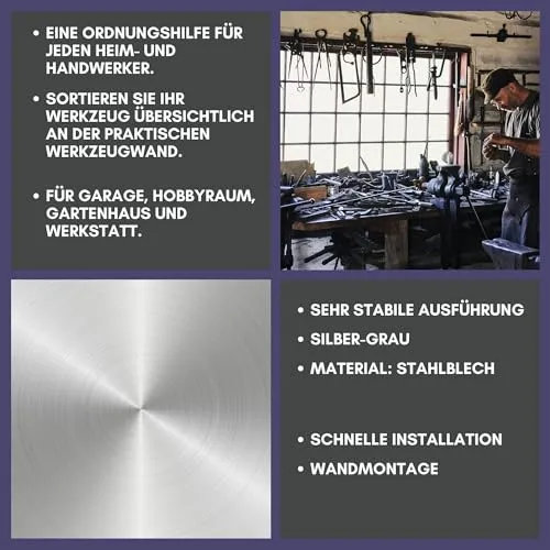 CF Technik Werkzeugwand Set aus Metall | 2x Lochwand (55,5 x 46 cm) inkl. 32-teiligem Haken und Behältersortiment | Stabiles Ordnungssystem für Werkstatt, Garage & Keller | Wandhalterung für Werkzeug