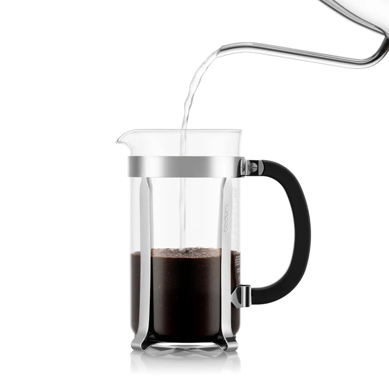 Bodum French Press Chambord - 1L / 8 Tassen Silber Kaffeebereiter - Hitzebeständiges Glas & Edelstahlfilter - BPA-frei Spülmaschinenfest Cafetière - Made in Portugal