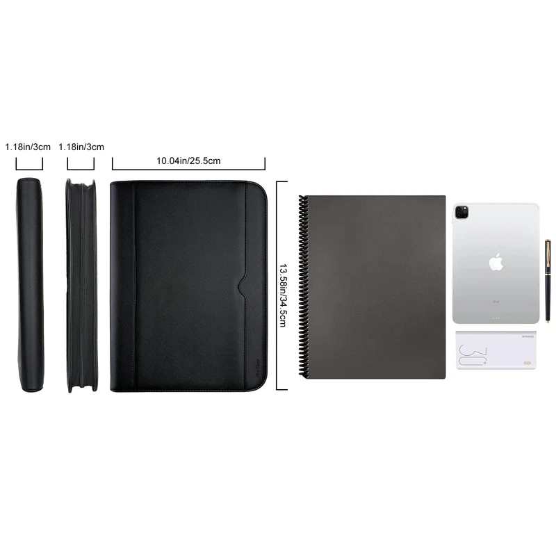 ProCase A4 Schreibmappe Konferenzmappe Portfolio Dokumentenmappe -Schwarz