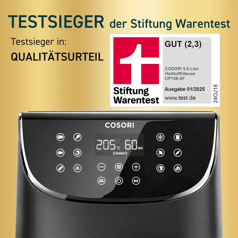 Cosori Airfryer, mit Shake-Reminder, 11-in-1 5,5L Heißluftfritteuse