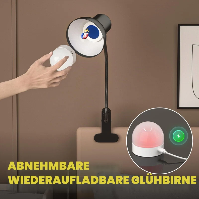 Klemmlampe Bett mit Fernbedienung, Wiederaufladbare Leselampe Bett, 15 Farben 10 Helligkeitsstufen, Flexible Klemmleuchten für Kinderzimmer, Camping, RGB-Stimmungsbeleuchtung