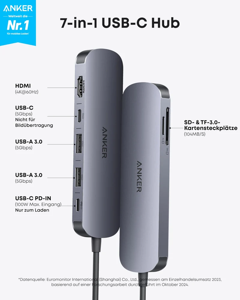Anker 7-in-1 USB-C Hub mit 4K@60Hz HDMI