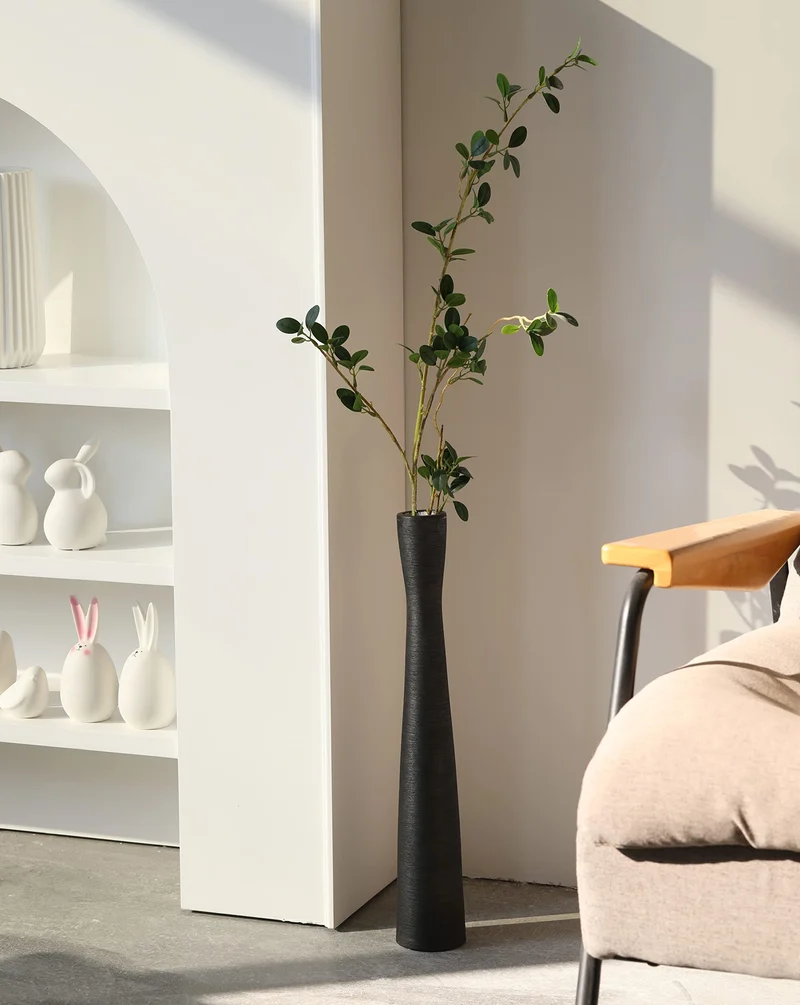 Cutfouwe Schwarz Keramik Vase Groß, Bodenvase 50cm, Deko Vase Schmal Hoch