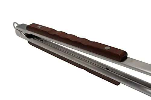 56 cm XXL BBQ Grillzange - extra lang aus Edelstahl | Holz Küchen-Zange Zubehör