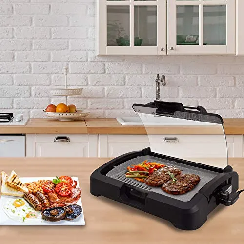 Syntrox Germany TG-2200W elektrischer Tischgrill mit Keramik Grillplatte Elektrogrill BBQ Grill Barbecue mit Glasdeckel