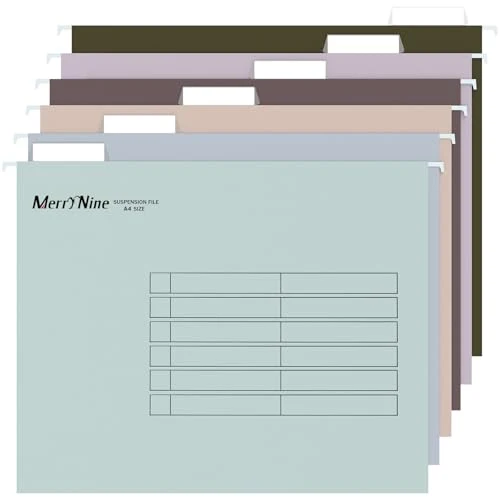 MerryNine A4-Hängemappen, 24 Stück, Aktenschrank, Hängemappen mit Registern und Karteneinsätzen, für Schule, Zuhause, Arbeit, Büro, Organisation (MixedColor6, A4)